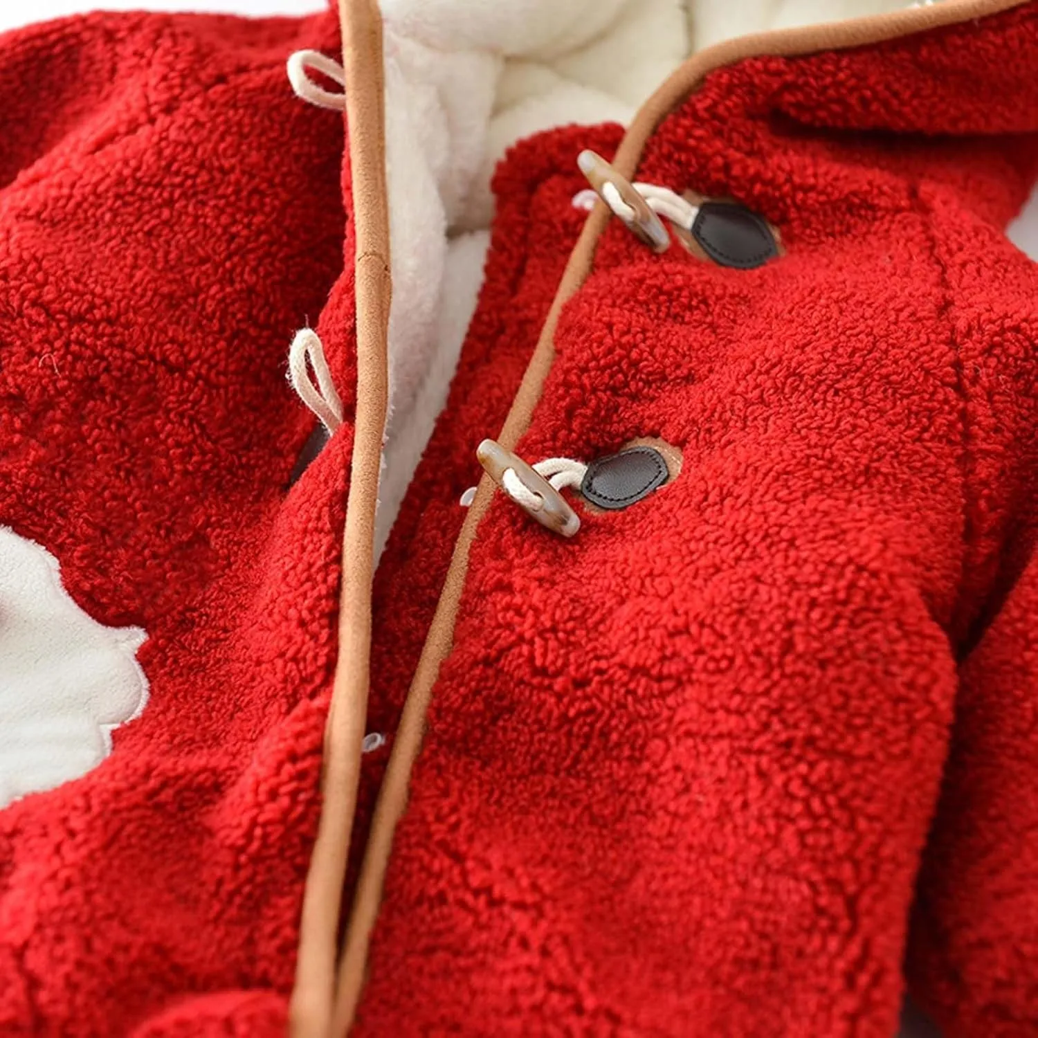 Toddler Baby Xmas Fu𝐫 Fleece Jumpsuit Newborn New Years Cute Santa Print Long Sleeve Furry Romper Fall Winter