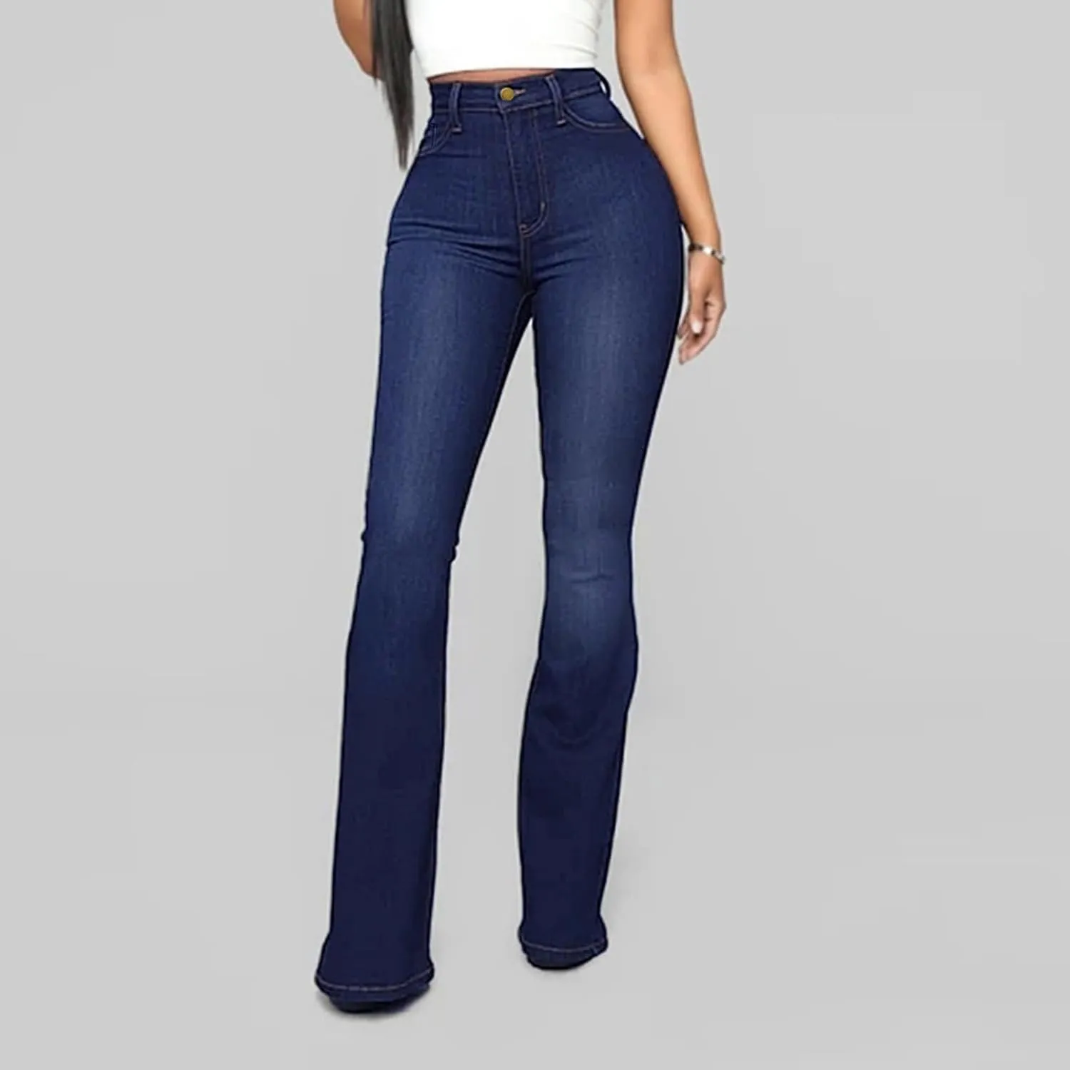 Uillui High Waisted Bell Bottom Jeans Womens Flare Jeans Skinny Stretch Butt Lifting Jeans Plus Size Slim Fit Wide Leg Jeans