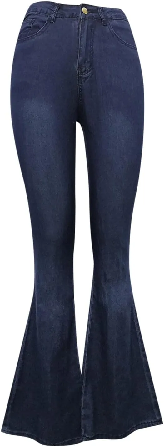 Uillui High Waisted Bell Bottom Jeans Womens Flare Jeans Skinny Stretch Butt Lifting Jeans Plus Size Slim Fit Wide Leg Jeans