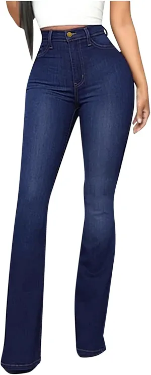 Uillui High Waisted Bell Bottom Jeans Womens Flare Jeans Skinny Stretch Butt Lifting Jeans Plus Size Slim Fit Wide Leg Jeans