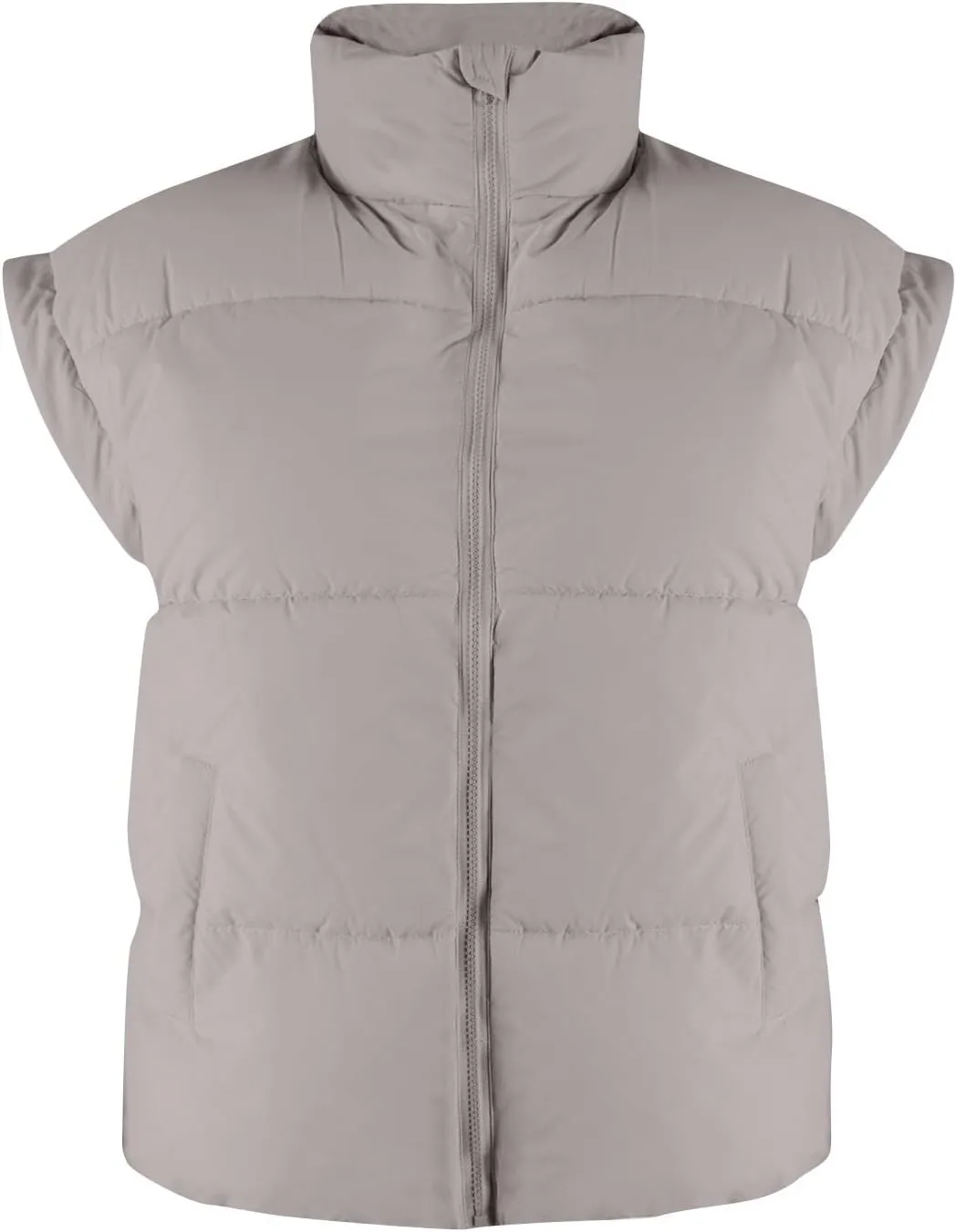 Vests For Women 2024 Trendy Fall Crop Puffer Vests Outerwear Plus Size Cap Sleeve Quilted Jacket Winter Coats