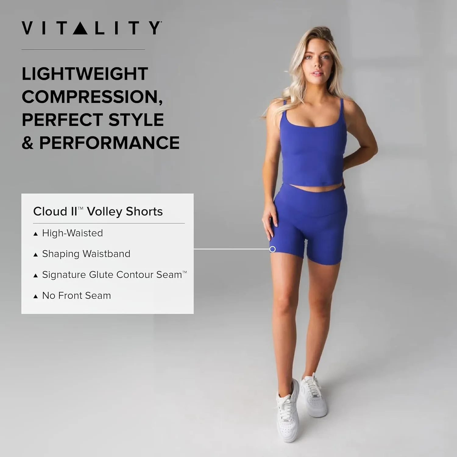 Vitality Cloud II Women's Athletic Volley Shorts - High-Waisted Workout Shorts with Breathable and Stretchy Fit for Exercise