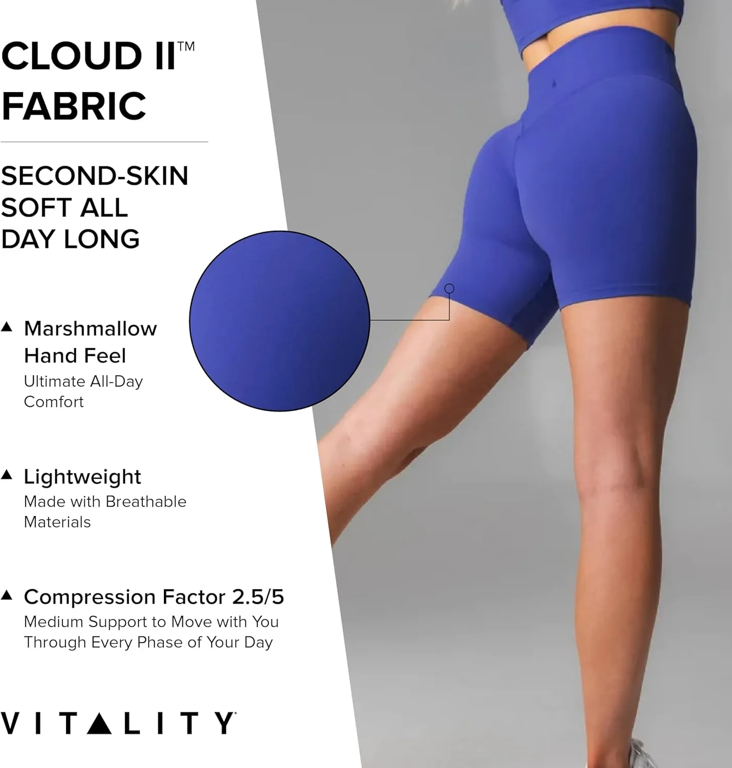 Vitality Cloud II Women's Athletic Volley Shorts - High-Waisted Workout Shorts with Breathable and Stretchy Fit for Exercise