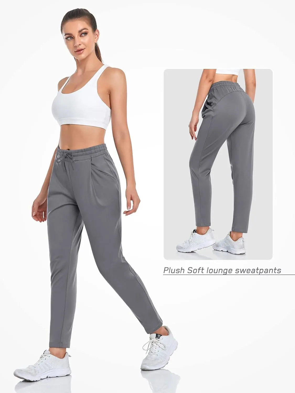 VUTRU Women Winter Fleece Lined Open Botton Pants Sweatpants Joggers Pants Workout Lounge Pants Running Track Pants Pocket