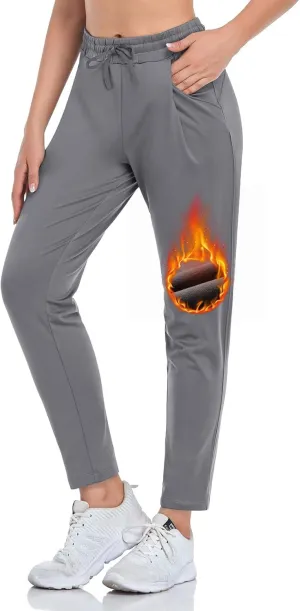 VUTRU Women Winter Fleece Lined Open Botton Pants Sweatpants Joggers Pants Workout Lounge Pants Running Track Pants Pocket