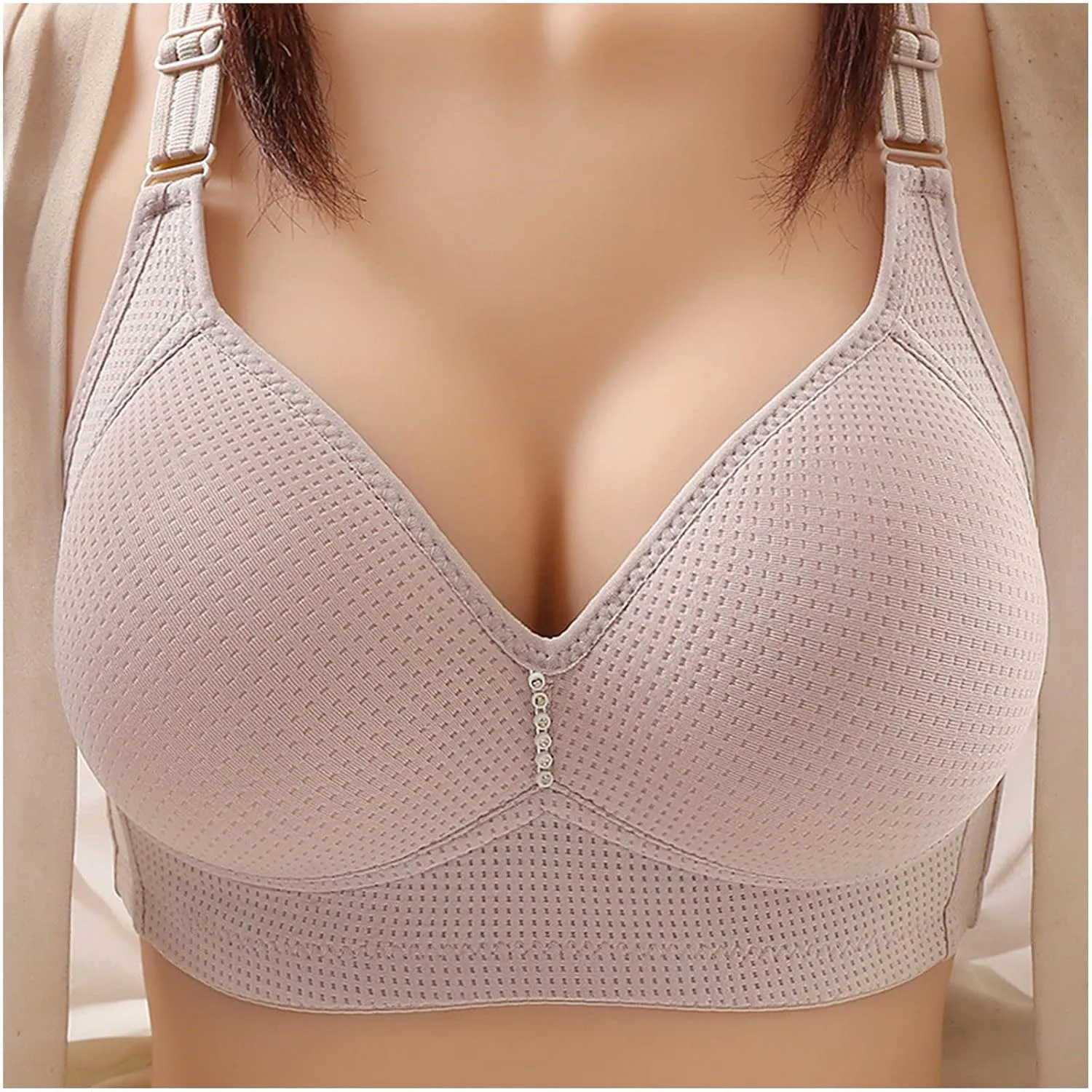 Wireless Bras for Older Women Push Up Plus Size Sleep Bralettes Breathable No Wire Full Coverage Everyday Underwear