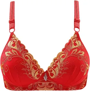 Women Beautifully Embroidered Floral Bras Push Up Pair Breast Support Comfort Bra Thin Fashion Bralette Work Underwear