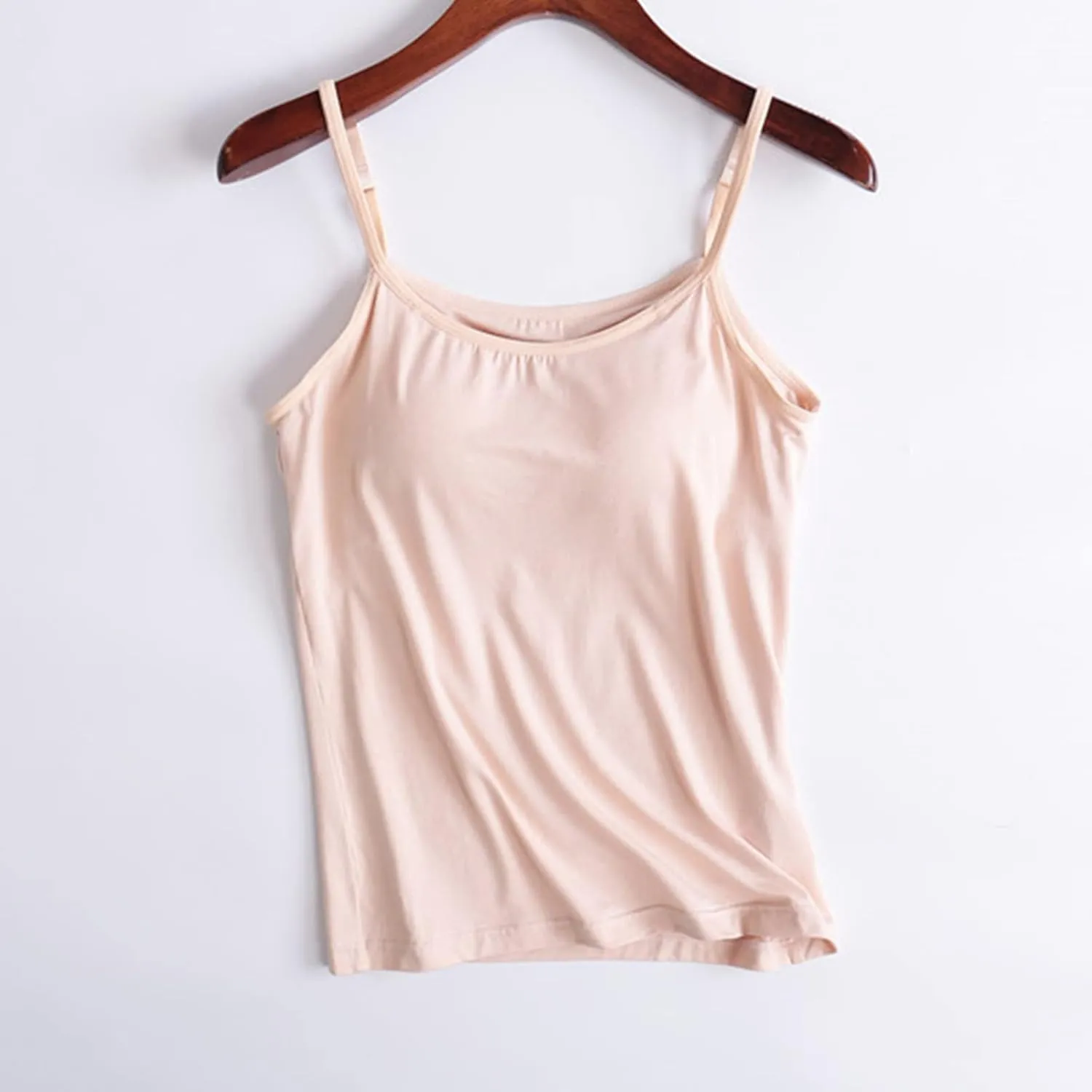 Women Camisole with Built in Bra Adjustable Spaghetti Straps Cami Tank Tops Layer Cami with Shelf Bra Underwear Vest