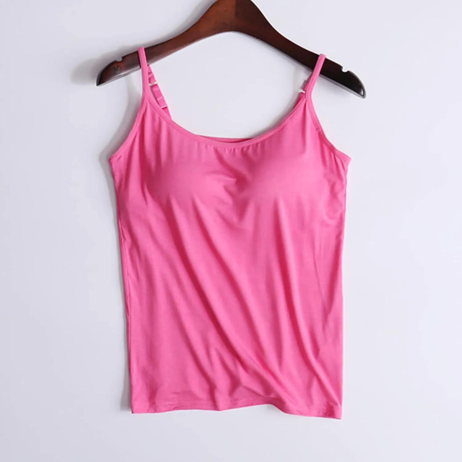 Women Camisole with Built in Bra Adjustable Spaghetti Straps Cami Tank Tops Layer Cami with Shelf Bra Underwear Vest