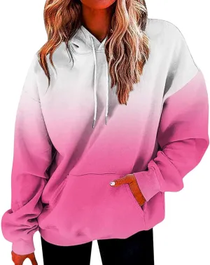 Women Gradient Color Oversized Hoodies Trendy 2024 Pullover Sweatshirts Comfort Sweatshirt Tops Fall Fashion Clothes