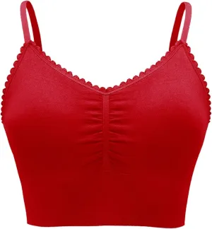 Women Plus Size Spaghetti Strap Cami Sport Bras Push Up Crop Tops Breathable Casual Yoga Cami Tank Tops with Pad