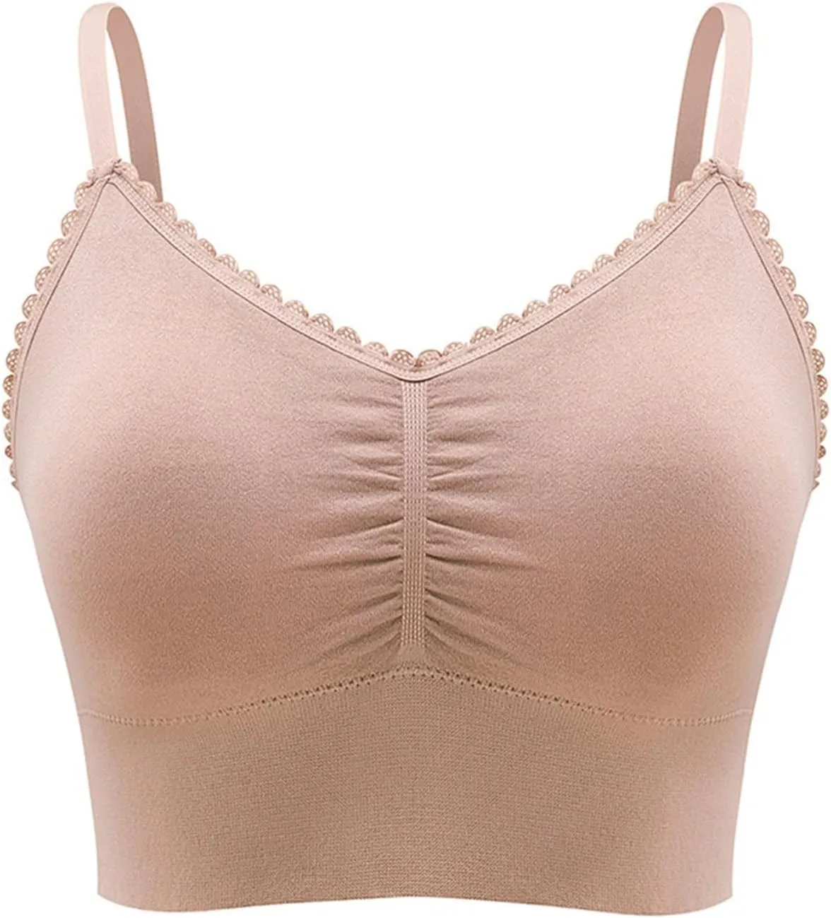 Women Plus Size Spaghetti Strap Cami Sport Bras Push Up Crop Tops Breathable Casual Yoga Cami Tank Tops with Pad