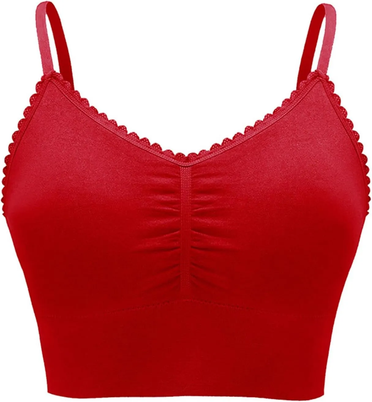 Women Plus Size Spaghetti Strap Cami Sport Bras Push Up Crop Tops Breathable Casual Yoga Cami Tank Tops with Pad