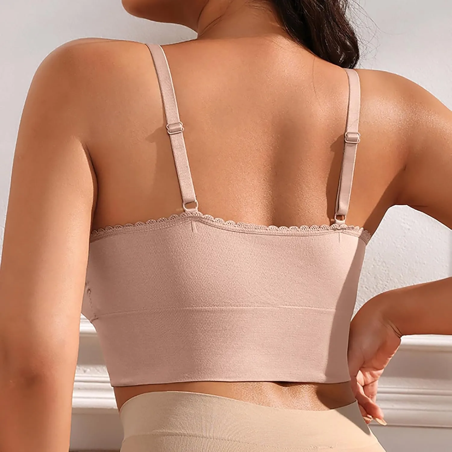 Women Plus Size Spaghetti Strap Cami Sport Bras Push Up Crop Tops Breathable Casual Yoga Cami Tank Tops with Pad