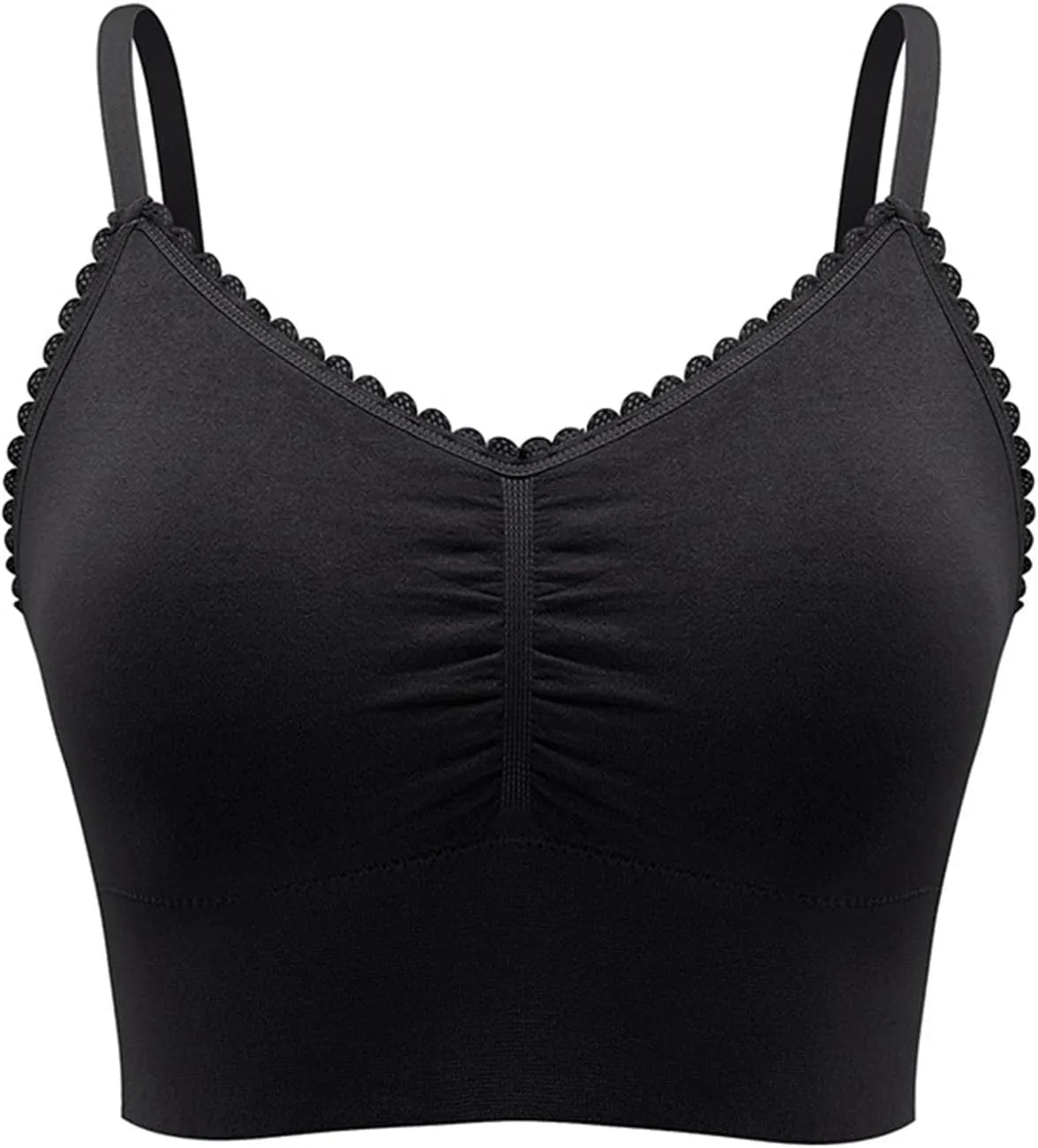 Women Plus Size Spaghetti Strap Cami Sport Bras Push Up Crop Tops Breathable Casual Yoga Cami Tank Tops with Pad