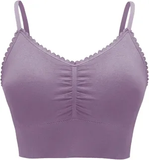 Women Plus Size Spaghetti Strap Cami Sport Bras Push Up Crop Tops Breathable Casual Yoga Cami Tank Tops with Pad