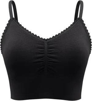 Women Plus Size Spaghetti Strap Cami Sport Bras Push Up Crop Tops Breathable Casual Yoga Cami Tank Tops with Pad