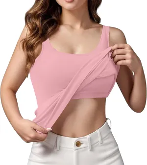 Women Rib Tank Tops with Built in Bras Summer Y2K Yoga Camisoles for Casual Fitness Workout Outfits Undershirts Cami