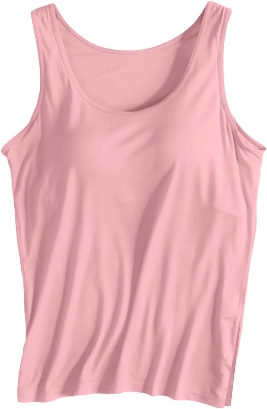 Women Rib Tank Tops with Built in Bras Summer Y2K Yoga Camisoles for Casual Fitness Workout Outfits Undershirts Cami