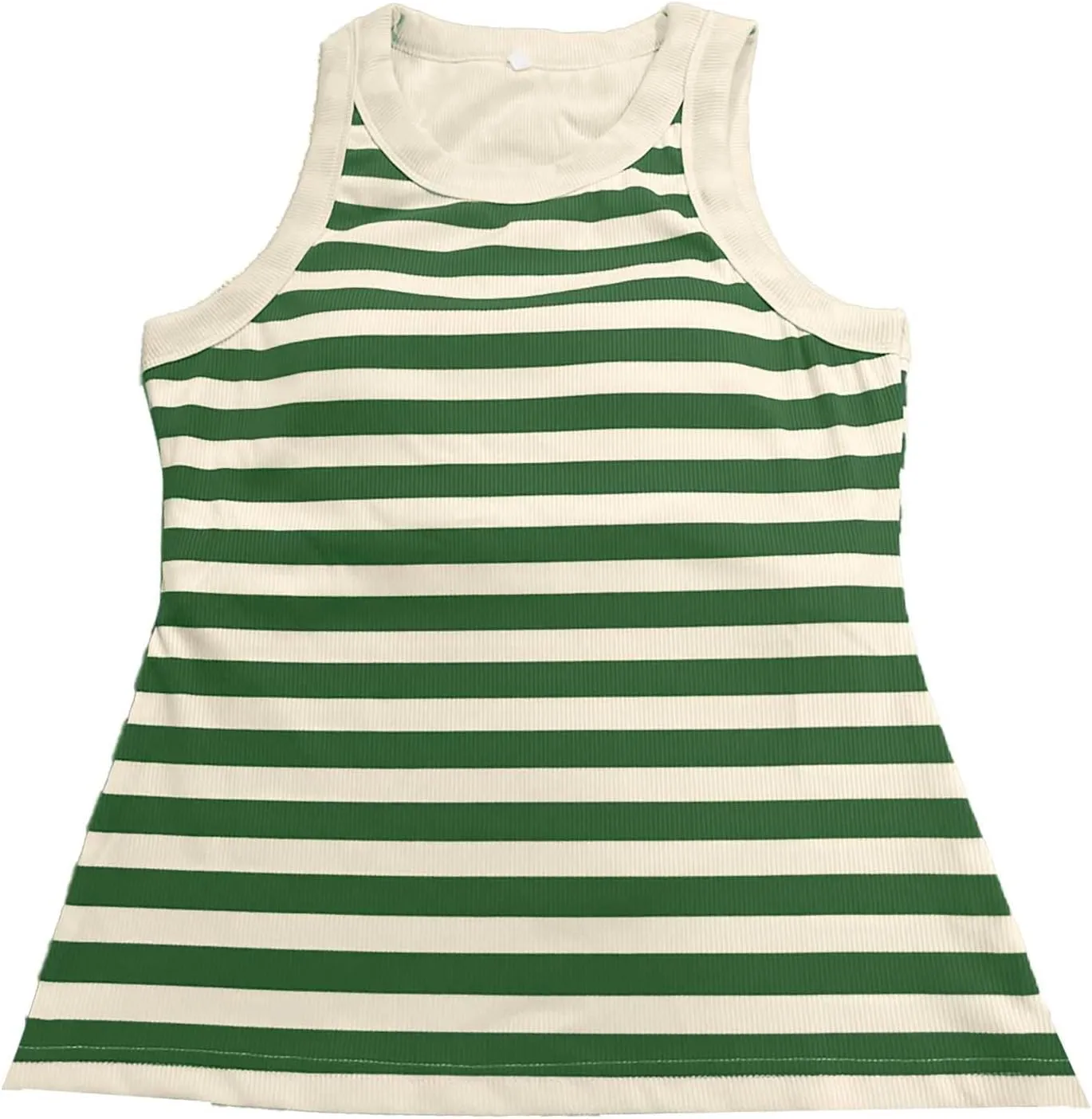Women Ribbed Tank Top with Built in Bra Sleeveless Stripes Camisole Tops Y2K Spring Summer Cami 2025 Undershirt