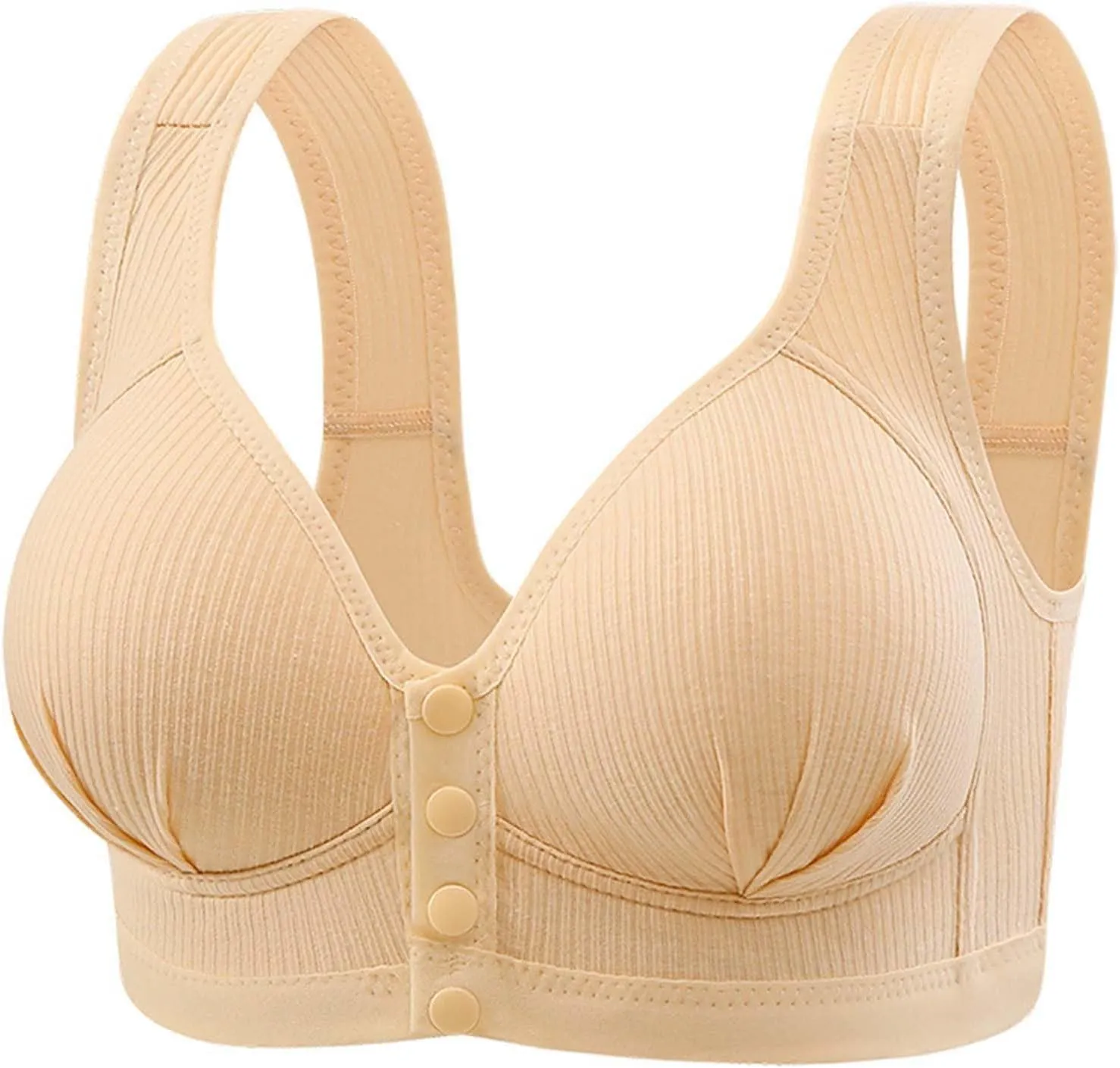 Women Sexy Lace Frongt Button Shaping Cup Adjustable Shoulder Strap Large Size Bra Compression Sports Bra
