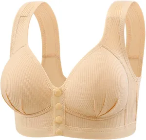 Women Sexy Lace Frongt Button Shaping Cup Adjustable Shoulder Strap Large Size Bra Compression Sports Bra