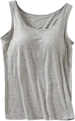 Women Shelf Bra Tank Tops Spaghetti Straps Basic Padded Camisole Yoga Shirts Cotton Undershirt