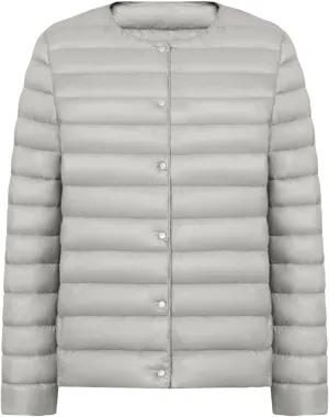 Women Short Padded Quilted Jacket Fashion Casual Packable Puffer Coat Solid Open Front Cardigan Long Sleeve