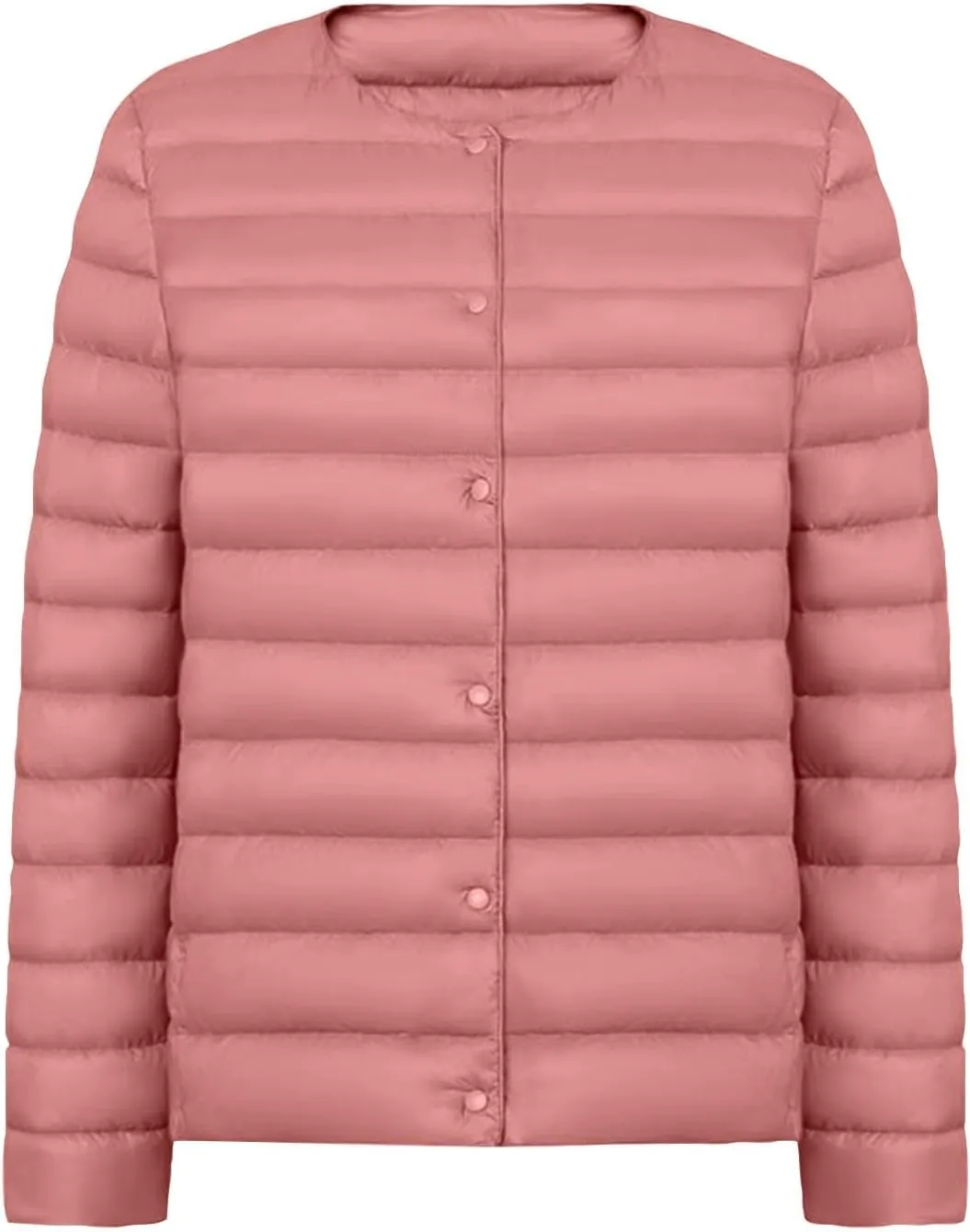 Women Short Padded Quilted Jacket Fashion Casual Packable Puffer Coat Solid Open Front Cardigan Long Sleeve