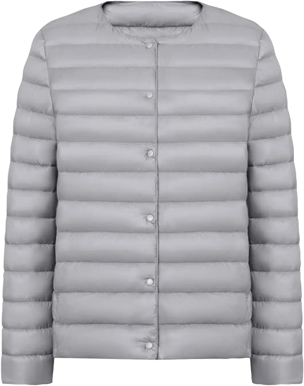Women Short Padded Quilted Jacket Fashion Casual Packable Puffer Coat Solid Open Front Cardigan Long Sleeve