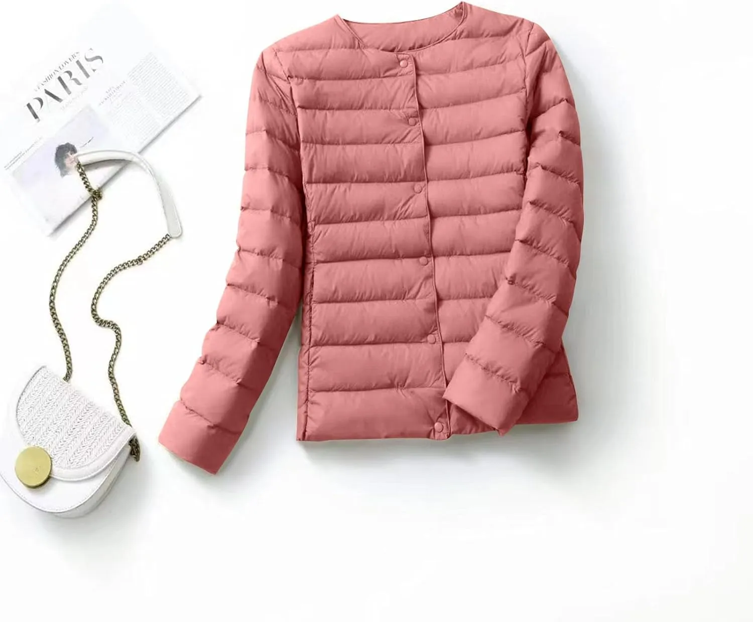 Women Short Padded Quilted Jacket Fashion Casual Packable Puffer Coat Solid Open Front Cardigan Long Sleeve