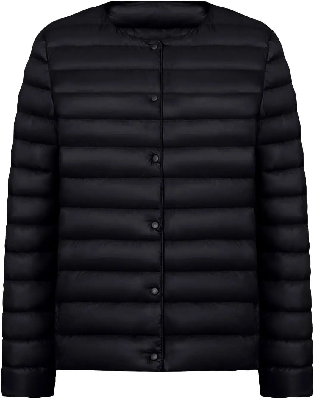 Women Short Padded Quilted Jacket Fashion Casual Packable Puffer Coat Solid Open Front Cardigan Long Sleeve