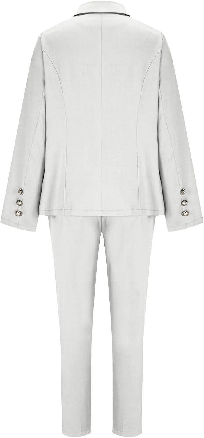 Women Slim Tunic Pants Blazers Outerwear Sets for Women Work Match Modest 2 Piece Fall Winter Pants Sets 2025