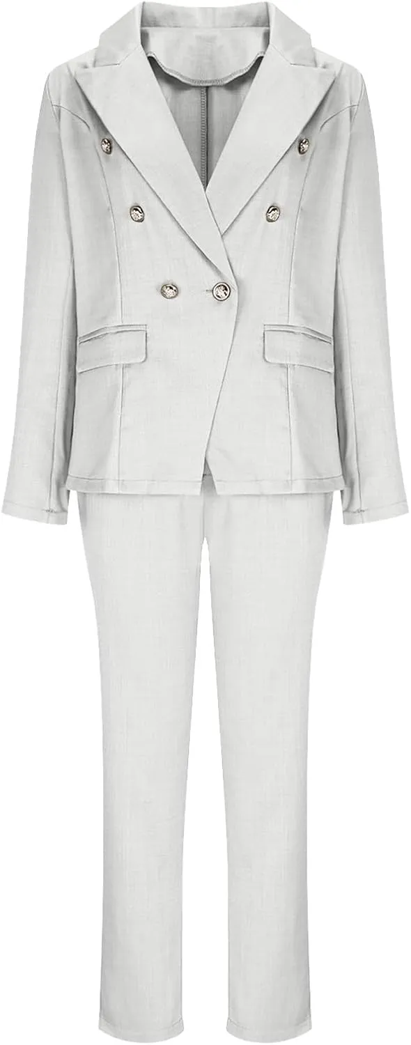 Women Slim Tunic Pants Blazers Outerwear Sets for Women Work Match Modest 2 Piece Fall Winter Pants Sets 2025