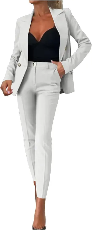 Women Slim Tunic Pants Blazers Outerwear Sets for Women Work Match Modest 2 Piece Fall Winter Pants Sets 2025