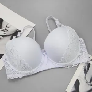 Women T-Shirt Bra Lace Underwire Push-Up Bralettes Full Coverage Brassiere Lightly Lined T-Shirt Bras Ladies Underwear
