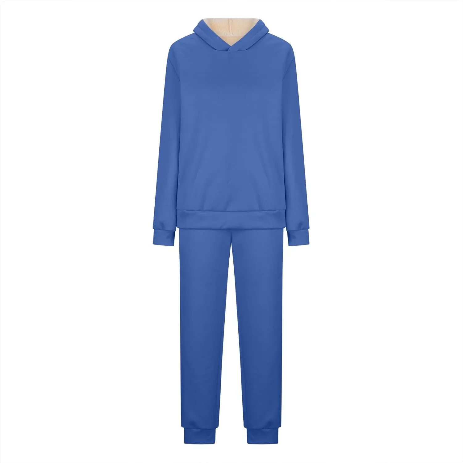 Womens 2 Piece Outfits Fleece Lined Hoodie Sweatsuit Sets Oversized Sweatshirt Warm Sweatshirts and Pants Sets