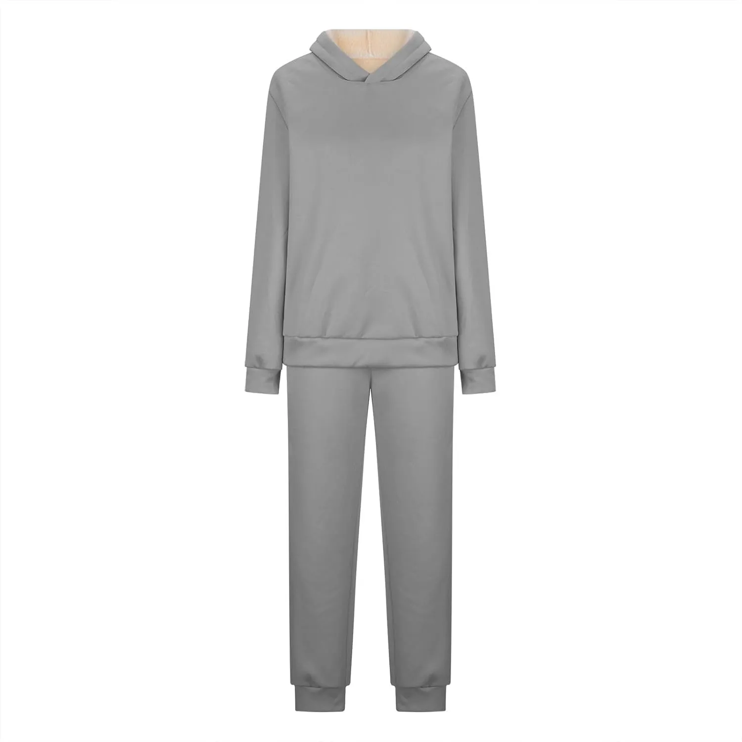 Womens 2 Piece Outfits Fleece Lined Hoodie Sweatsuit Sets Oversized Sweatshirt Warm Sweatshirts and Pants Sets