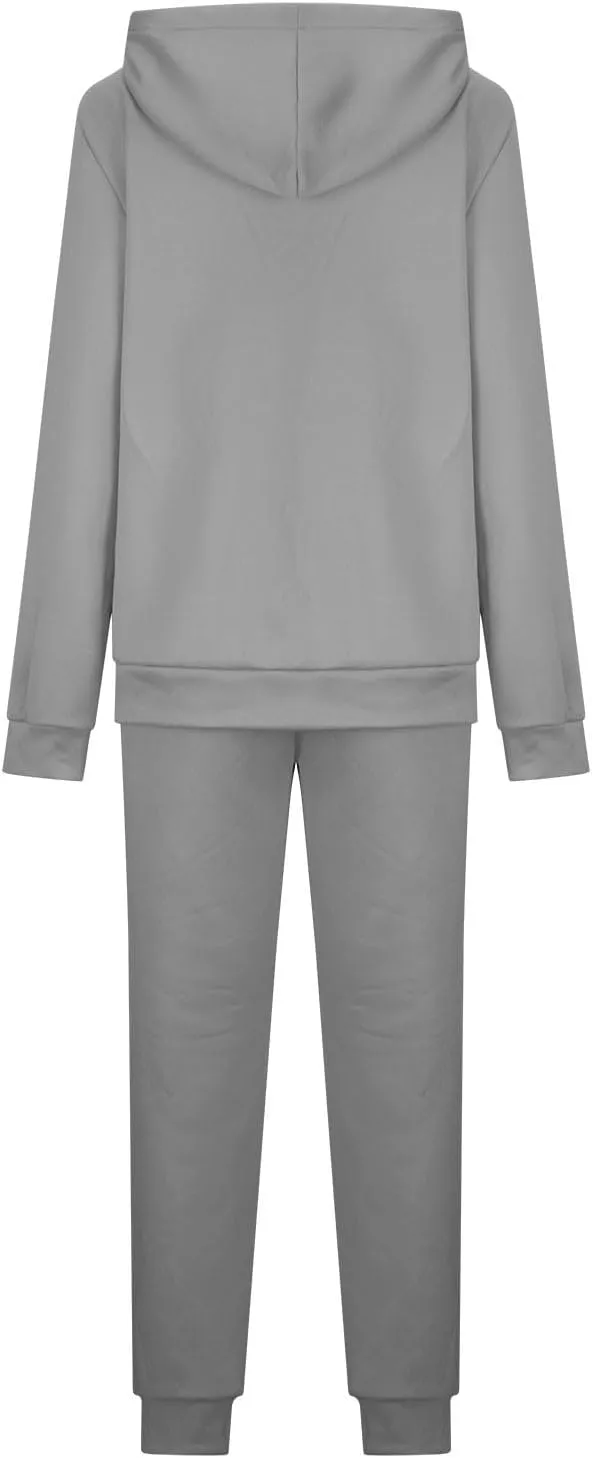 Womens 2 Piece Outfits Fleece Lined Hoodie Sweatsuit Sets Oversized Sweatshirt Warm Sweatshirts and Pants Sets