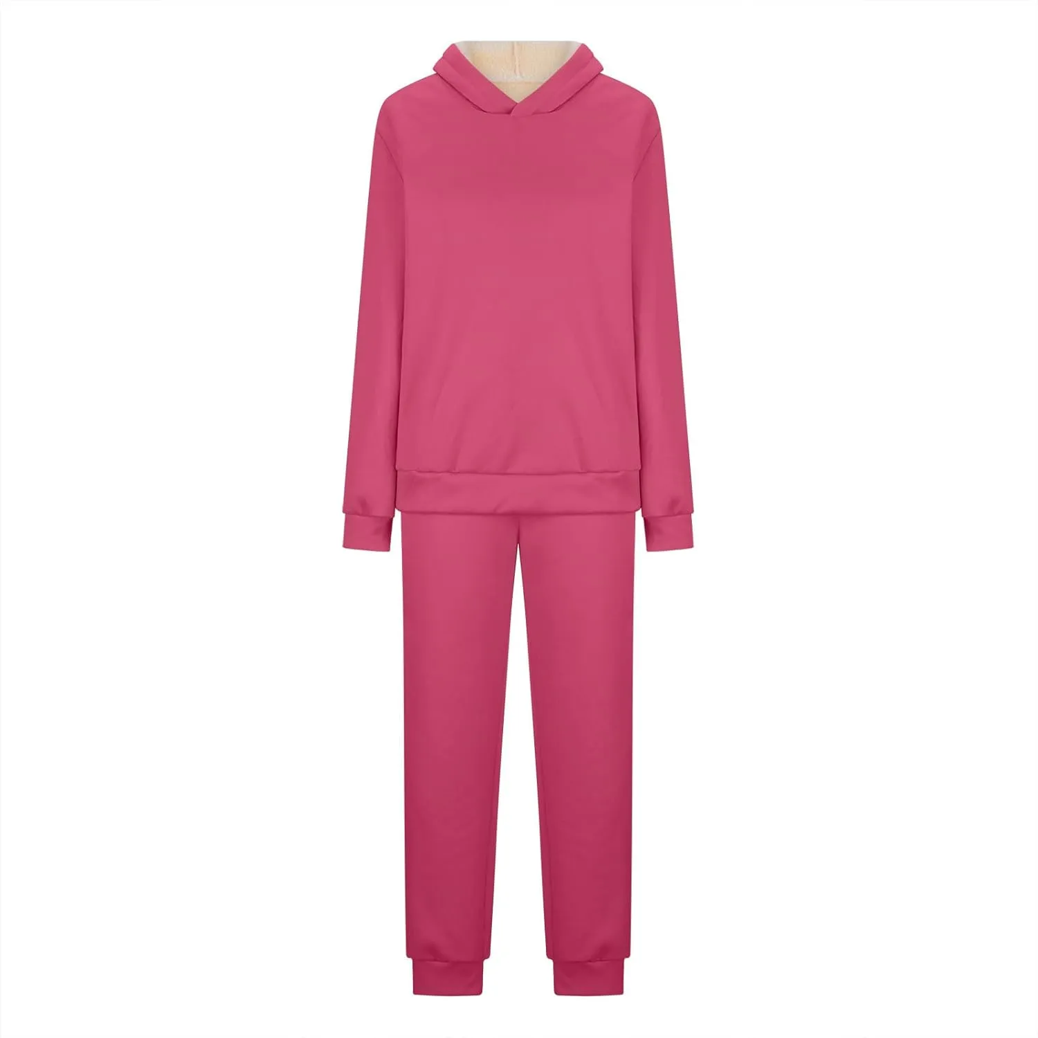 Womens 2 Piece Outfits Fleece Lined Hoodie Sweatsuit Sets Oversized Sweatshirt Warm Sweatshirts and Pants Sets