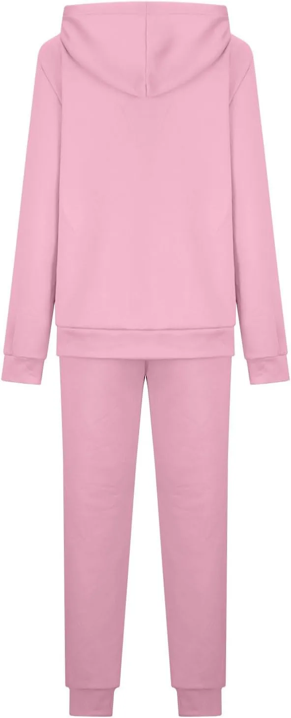 Womens 2 Piece Outfits Fleece Lined Hoodie Sweatsuit Sets Oversized Sweatshirt Warm Sweatshirts and Pants Sets