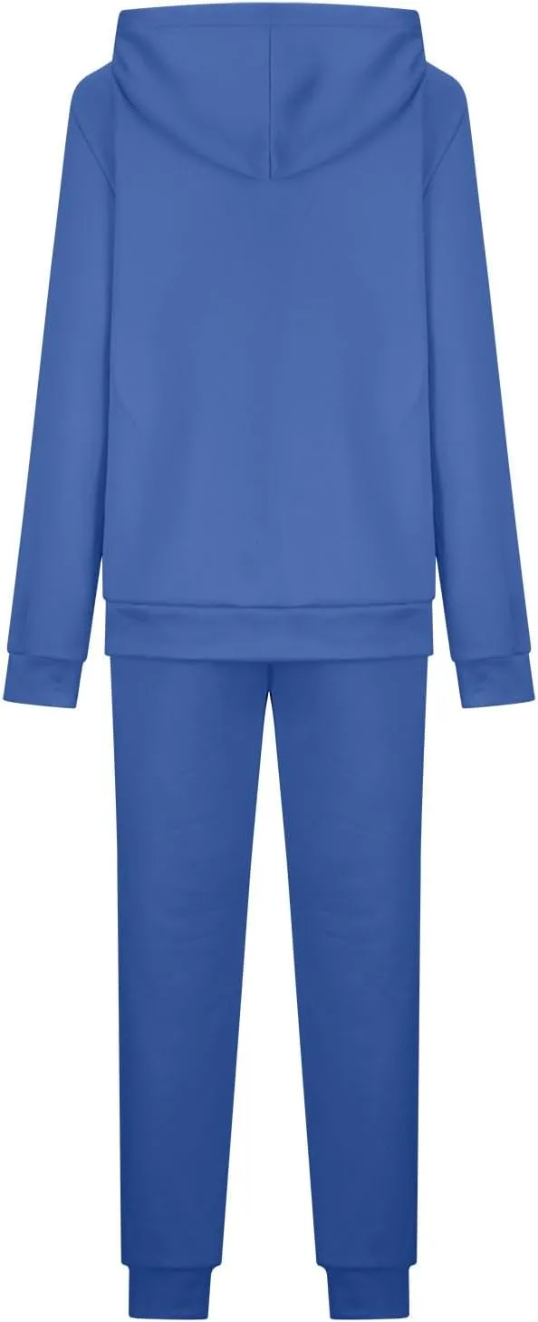 Womens 2 Piece Outfits Fleece Lined Hoodie Sweatsuit Sets Oversized Sweatshirt Warm Sweatshirts and Pants Sets