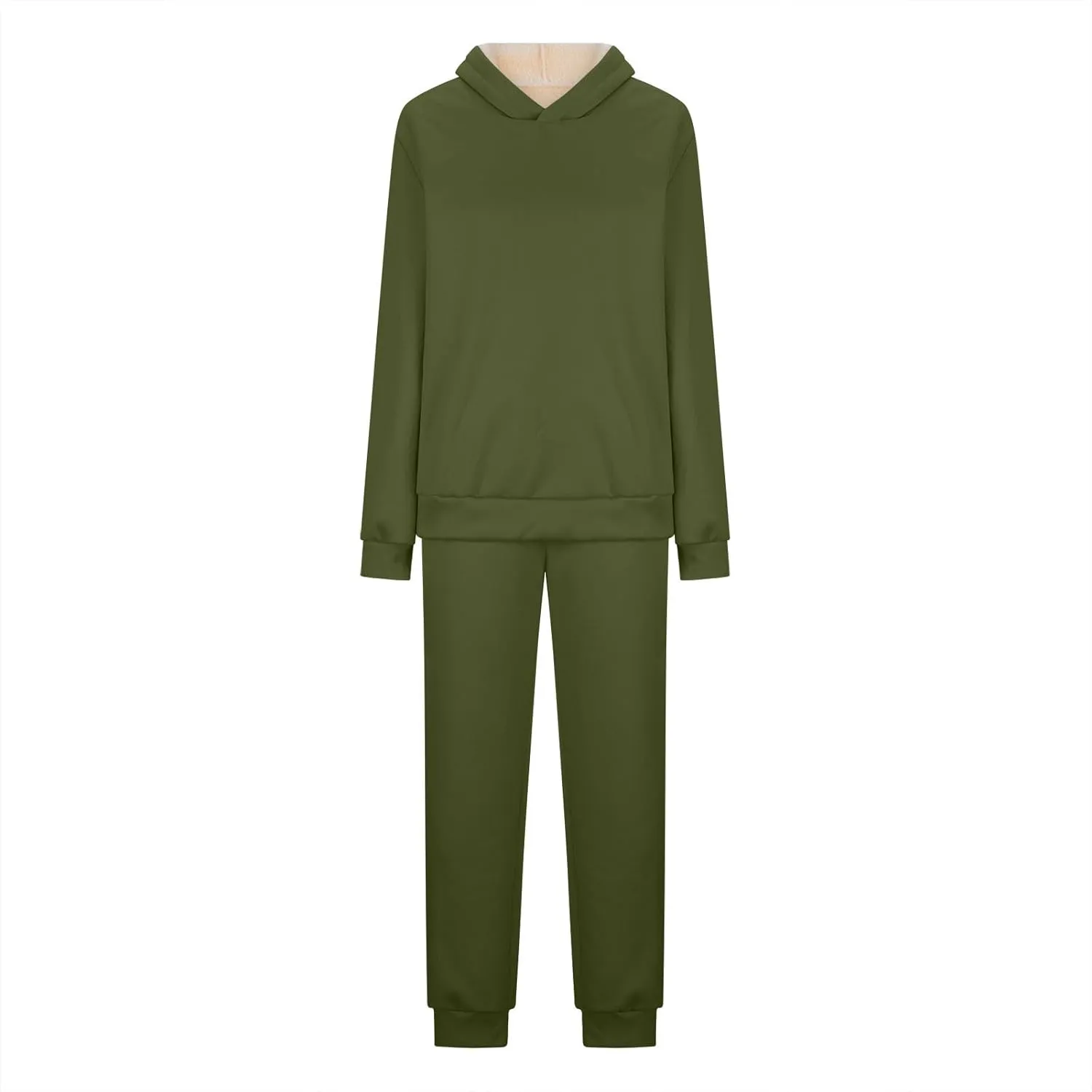 Womens 2 Piece Outfits Fleece Lined Hoodie Sweatsuit Sets Oversized Sweatshirt Warm Sweatshirts and Pants Sets