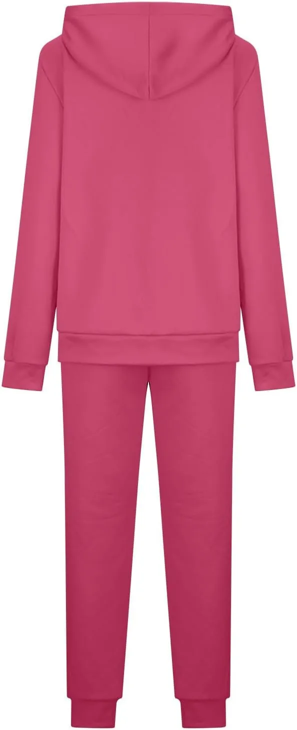 Womens 2 Piece Outfits Fleece Lined Hoodie Sweatsuit Sets Oversized Sweatshirt Warm Sweatshirts and Pants Sets