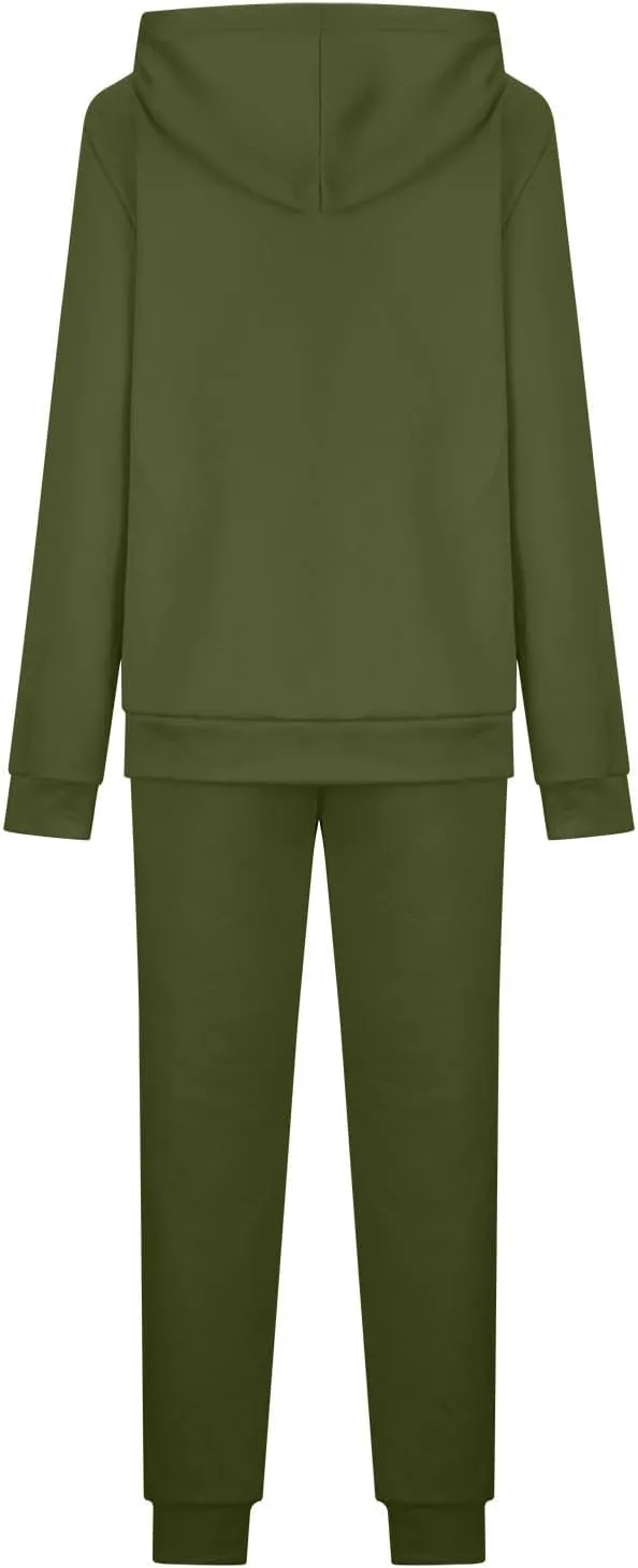 Womens 2 Piece Outfits Fleece Lined Hoodie Sweatsuit Sets Oversized Sweatshirt Warm Sweatshirts and Pants Sets