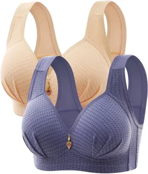 Women's 2 Pieces Print No Underwire Gethered Lingerie Comfortable Breathable Underwear Soft Supportive Everyday Bras