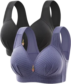 Women's 2 Pieces Print No Underwire Gethered Lingerie Comfortable Breathable Underwear Soft Supportive Everyday Bras