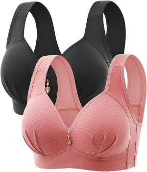 Women's 2 Pieces Print No Underwire Gethered Lingerie Comfortable Breathable Underwear Soft Supportive Everyday Bras