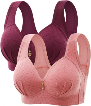 Women's 2 Pieces Print No Underwire Gethered Lingerie Comfortable Breathable Underwear Soft Supportive Everyday Bras