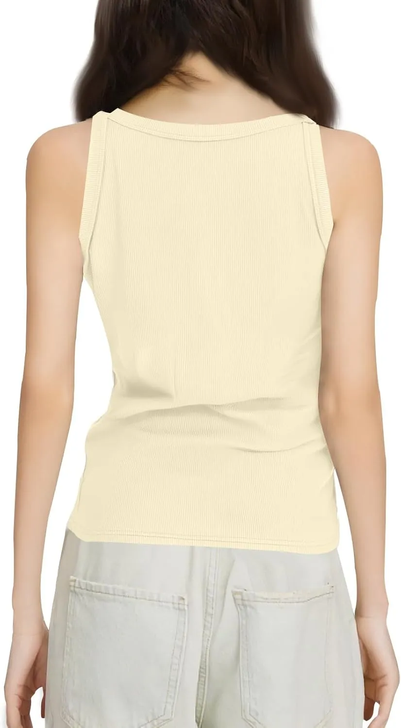Womens 2025 Slim Fit Camisole Casual Breathable Crewneck Tank Tops Summer Basic Gym Sport Undershirts T-Shirts